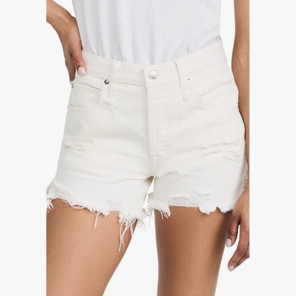 Free People We The Free Womens Cut off Shorts Size 30 Off White Distressed Beach